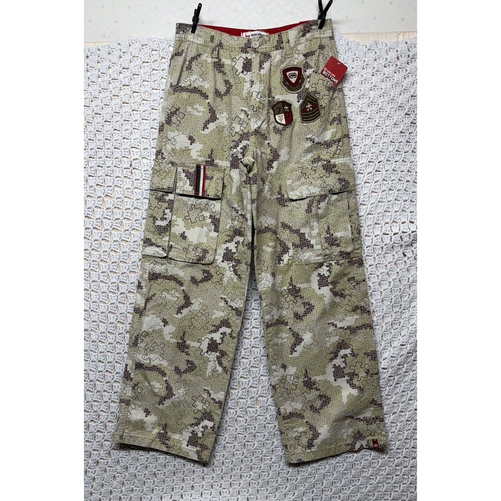 Ecko Unltd‎ Baggy Cargo Pants Boy Sz 20 Green Camo Bottoms Master Piece W29 L30